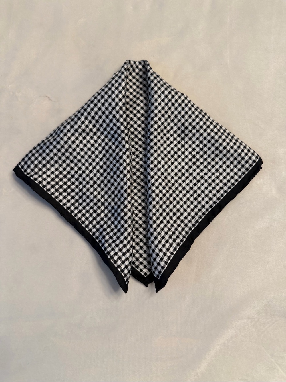 100% Silk Classic Black & White Gingham Pocket Square - Men's Accessory